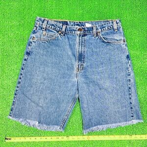 Vintage 96 Levi's 550 Cut Off Jeans 36x34 Relaxed Fit Jorts Distressed USA Made